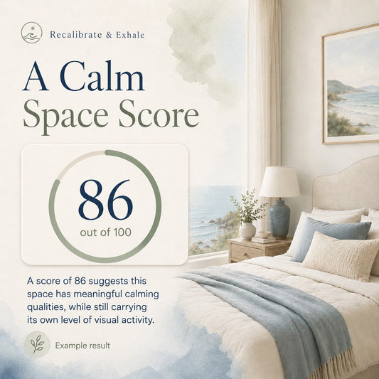 Calm space audit results for relaxed coastal bedroom