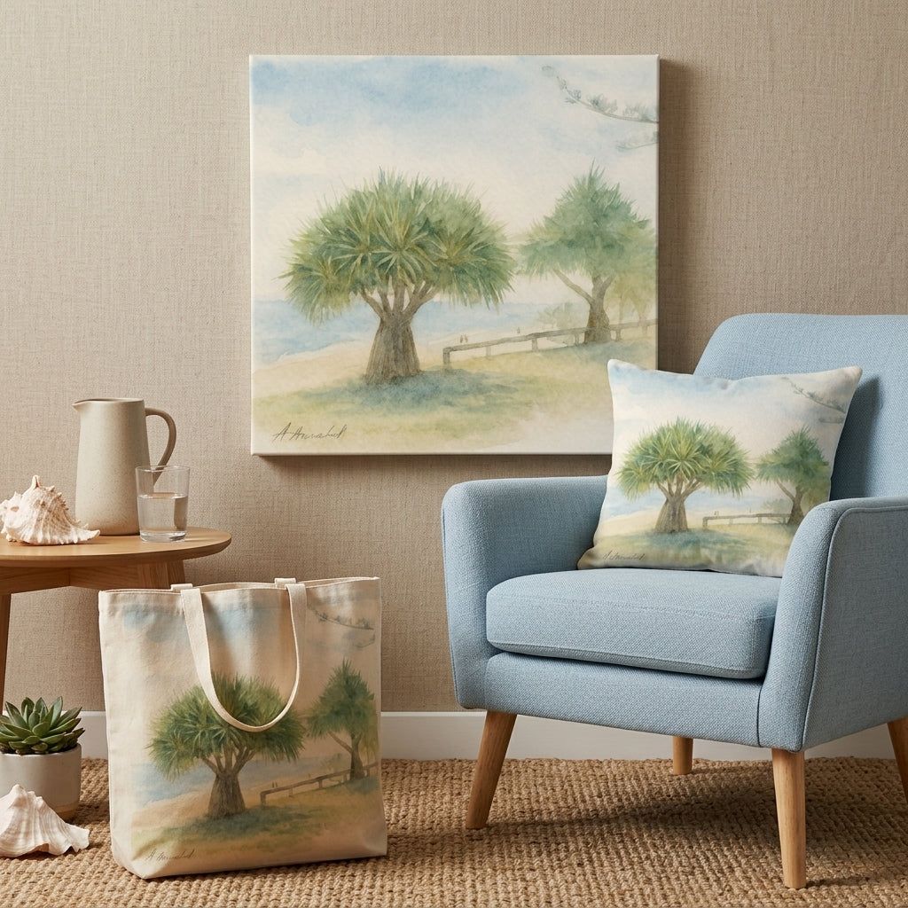 Beach Pandanus – Tranquil Tropical Coastal Wall Art