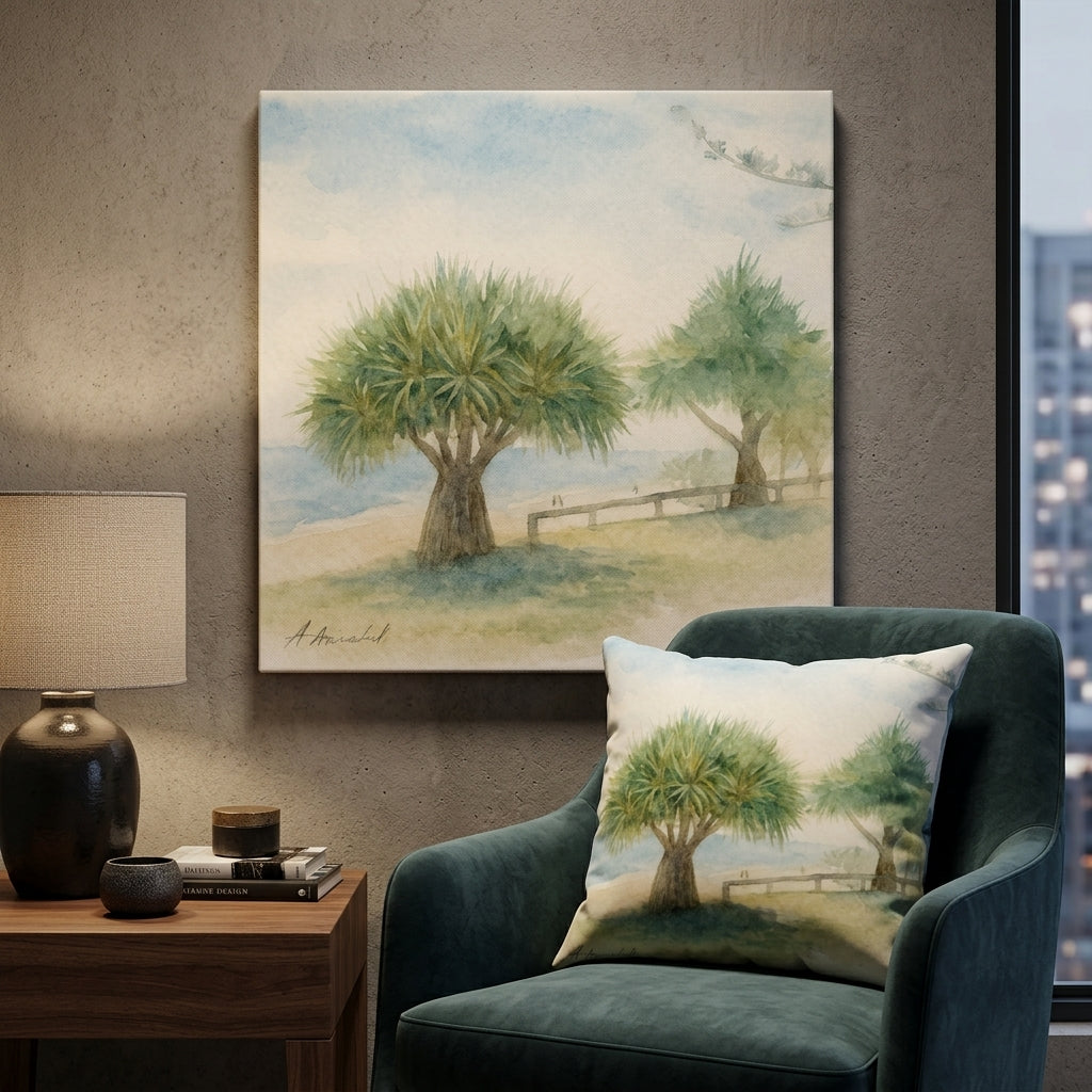 Beach Pandanus – Tranquil Tropical Coastal Wall Art