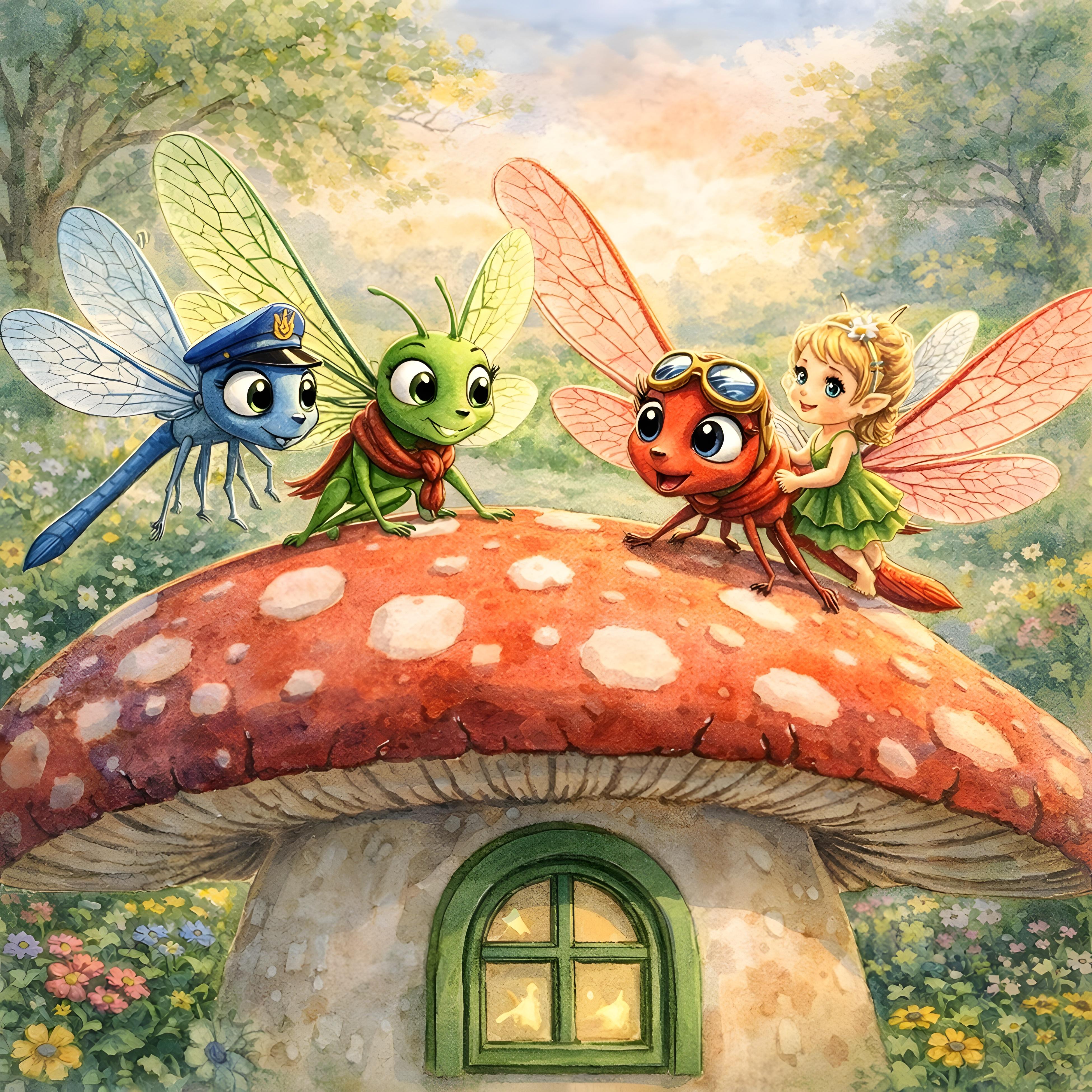 A delightful moment of teamwork from the Sullie's Fairy Garden story series as Lumi and her dragonfly friends gather to work out how to get Lumi to the Golden Flower Field.  