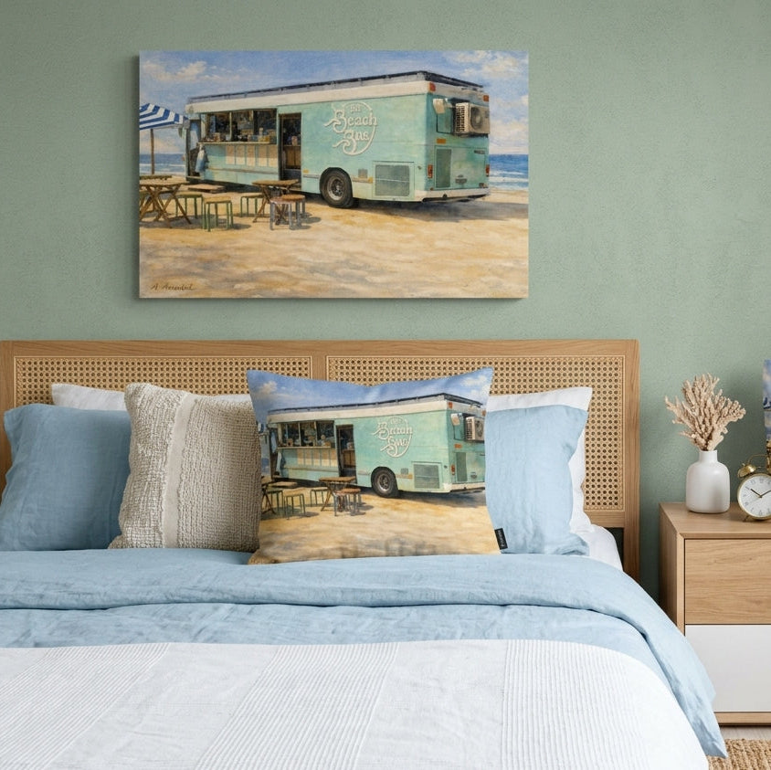 Beach Bus Coastal Brew – Calming Seaside Wall Art